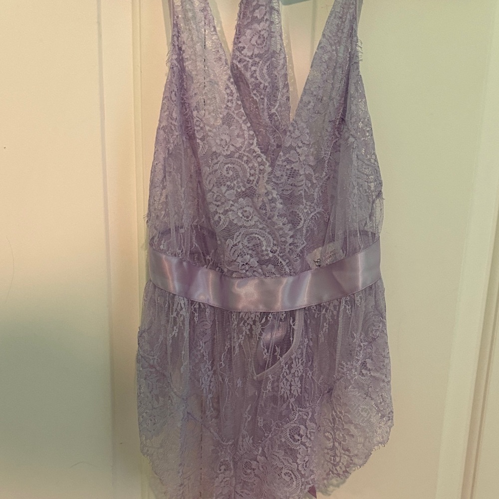 Lace Plunge Chemise in Lavender - Women Intimates